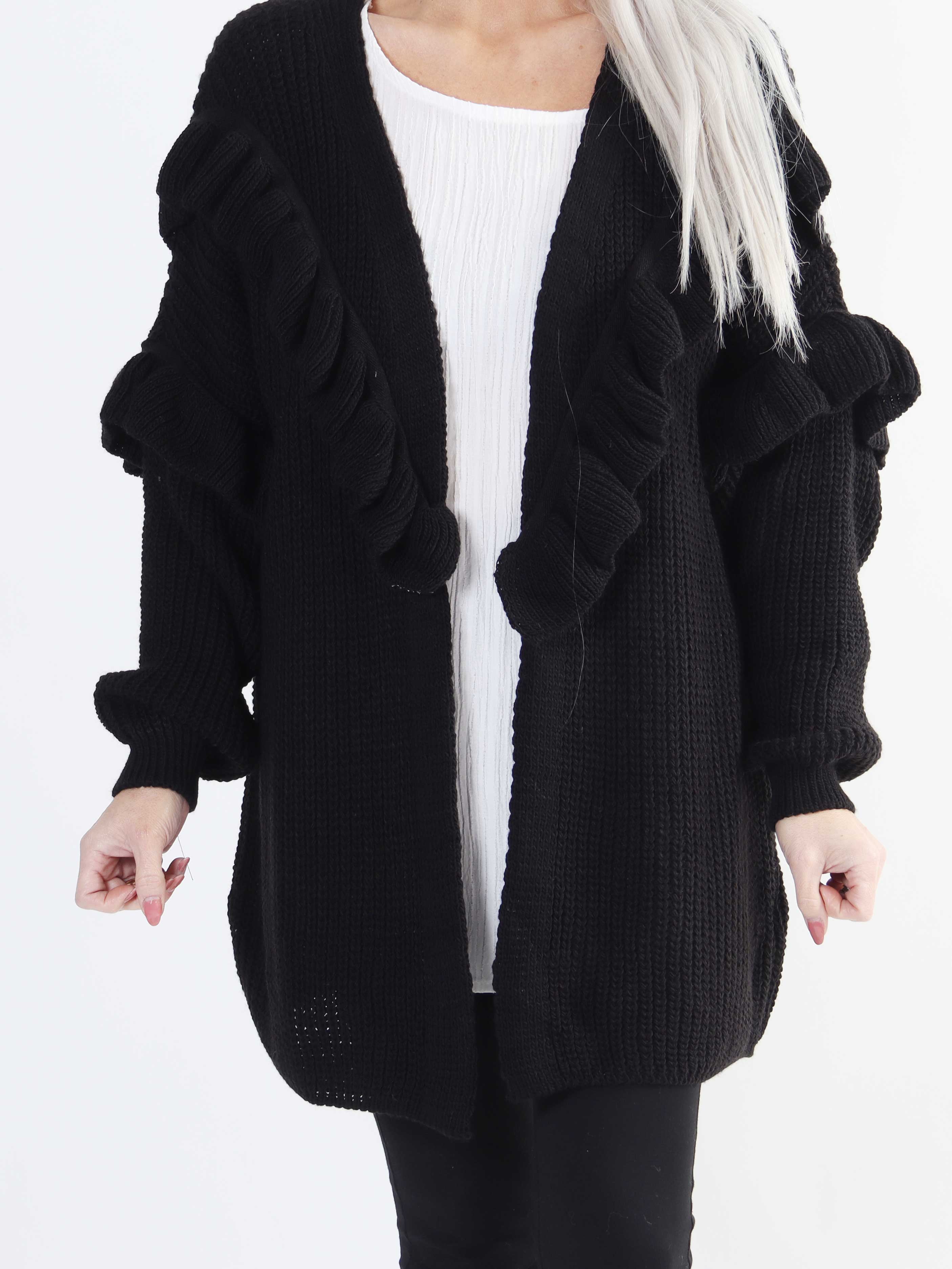 Ellis Cardigan - Lækker plus size strikcardigan med fine flæsedetaljer